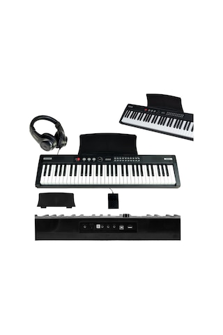 Midex PS-4000BK-PAK Taşınabilir Piyano Tuş Hassasiyetli 61 Tuşlu Bluetooth USB MP3 Midi (Kulaklık Stand Çanta Sustain)