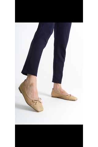 Meyoushoes File Fiyonklu Babet Bej 40 Beyaz