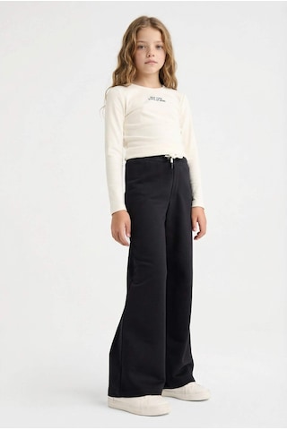 Defacto Kız Çocuk Wide Leg Beli Lastikli Geniş Paça Eşofman Altı D0743A824AU Siyah