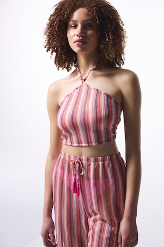 Penti Çizgili Moi Halter Yaka Crop Üst