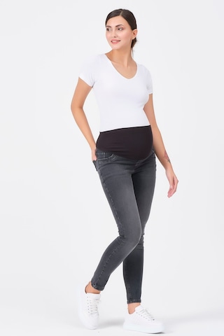 Busa Hamile Skinny Dar Paça Büyük Beden Kot Pantolon Antrasit-antrasit