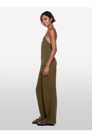 Sisley %100 Viskoz Önü Düğmeli V Yaka Slim Fit Bluz Kadın Haki Bluz - 325p1084mh00g Haki Yeşili