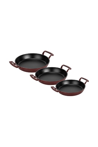 Lava Döküm Bordo 3 Lü Sahan Seti 16-20-24 Cm Şef Kalitesinde Lezzet Ve Şıklık Bir Arada-bordo Çok Renkli