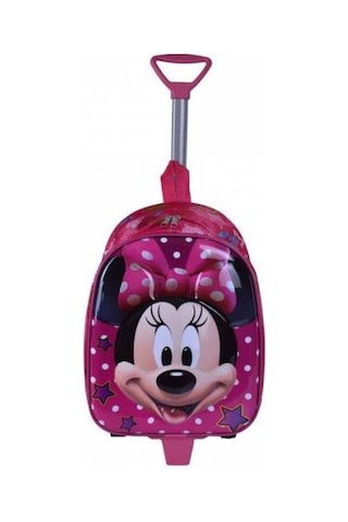 Çekçekli Minnie Mouse Baskılı Kabartmalı Anasınıfı Çantası + Mata