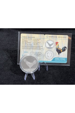 2018 Denizli Horozu 20 Türk Lirası 925 Ayar Gümüş Proof Sertifikalı