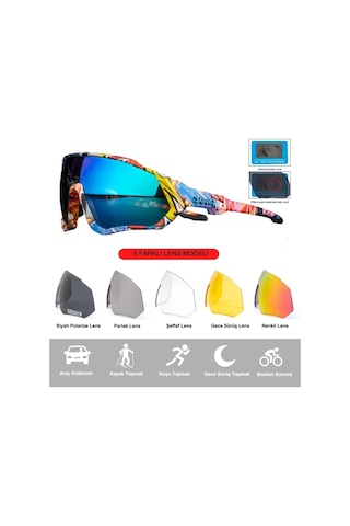 Kapvoe Hurricane Değişebilir 5 Lens Mtb Polarize Bisiklet Spor Da
