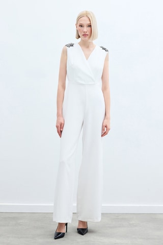 Sateen Aksesuar Detaylı Tulum - Ekru-135221 Ekru