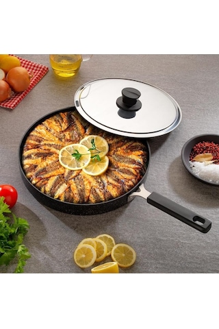 Schafer Fish Pan Kapaklı Balık Tavası 32 Cm-2 Parça Siyah