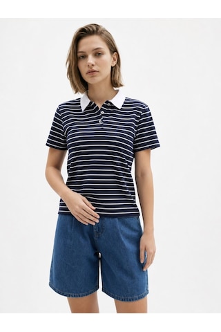 LOFT Regular Fit Kadın Polo K.kol Lf2042626 Q1.v1 Lacivert