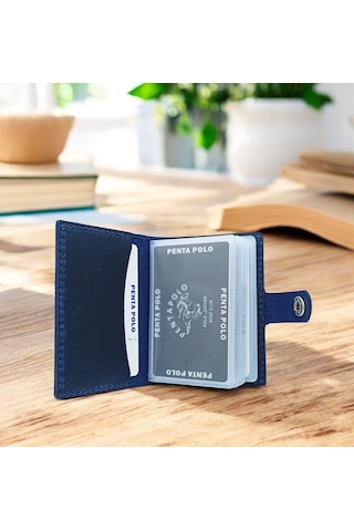 Cronder Hakiki Deri Şeffaf Bölmeli Kartlık Cüzdan