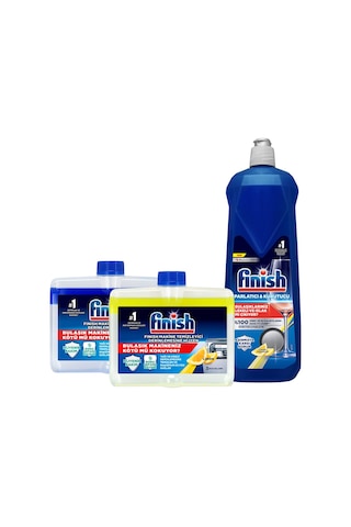 Finish Bulaşık Makinesi Parlatıcı Limon 800ml + Makine Temizleyici Sıvı 2 X 250 ml