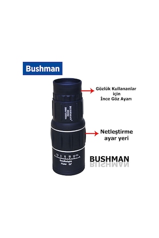 Bushman 20x52 Tek Gözlü Çift Odak Ayarlı Dürbün Siyah