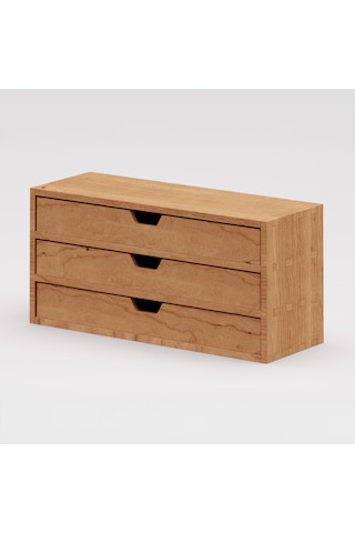 Desna Üç Katlı Üç Çekmeceli Mini Dolap 34 Cm Uzunluk X 12.1 Cm Genişlik X 15.8 Cm Woodsaka Doğal Ahşap