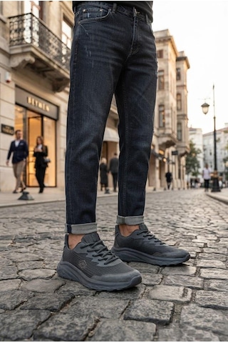 Scooter M2011 Rahat Deri Tekstil Sneaker Erkek Ayakkabı Füme