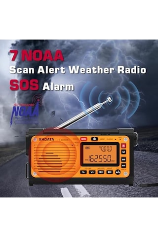 XHDATA D-608WB FM/SW/MW/NOAA Çok Bantlı Taşınabilir Acil Durum Radyosu