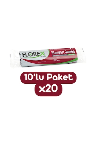 Florex Standart Jumbo Boy Çöp Torbası 80x110 Cm 10'lu Rulo Siyah 20 Rulo (200 Adet 1 Koli)