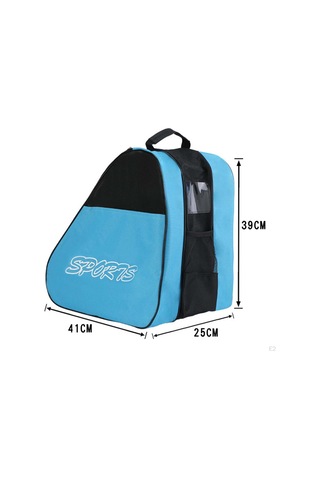 Mavi Tekerlekli Paten Çantası, Buz Pateni Çantaları Nefes Alabilir Paten Büyük Kapasiteli Dörtlüye Uygun Mavi