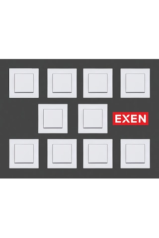 Exen Karell Beyaz Anahtar Çerçeveli 10 Adet