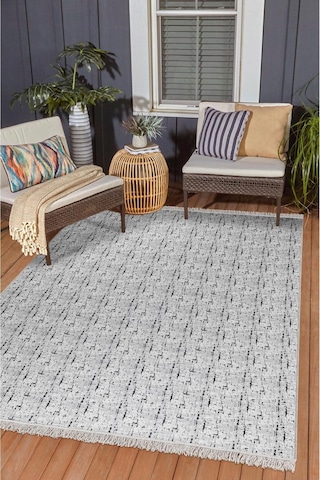 Arya Vl Çift Taraflı,katlanabilir,yıkanabilir,yüksek Kalite Pamuk Salon,oturma Odası,balkon Kilim Krem-antrasit 1