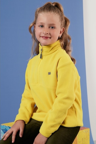Lela Yumuşak Dokulu Fermuarlı Dik Yaka Şardonlu Kışlık Unisex Çocuk Polar 5905002 Sarı