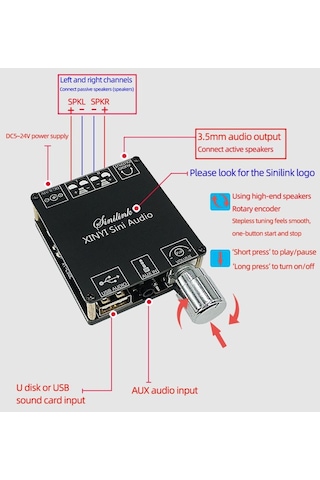 Jms Mini 50W x 2 Bluetootht 5.0 Kablosuz Ses Dijital Güç Amplifikatörü  Stereo Kurulu Amp Çift