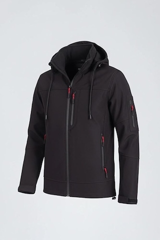 Vatan Tekstil Erkek Slim Fit Softshell Kapüşonlu Erkek Mont Su İtici Rüzgar Geçirmez Siyah