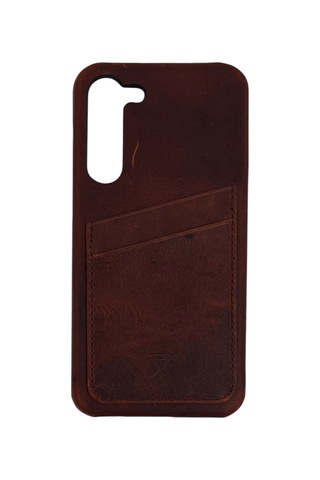 Zawa Samsung Galaxy S23 Plus Uyumlu Suni Deri Kartlık Arka Koruma Kılıf - Siyah -