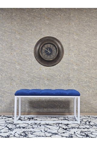 Zafir Beyaz Boyalı Diktörtgen 100 Cm X 40 Cm Oturak Puf - Bench - Makyaj Oturağı - Oturak Mavi