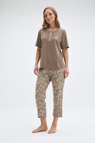 Relax Mode Kadın Bej Kapri Pijama Takımı- 2054r