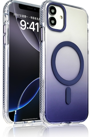 Apple Uyumlu iPhone 14 Pro Max Kılıf M-safe Şarj Özellikli Transparan Renk Geçişli Zore Toros Kapak Mor