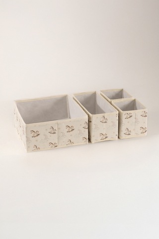 Tidy Kids Atlı Karınca Desenli Poplin 4'lü Çekmece İçi Organizer 6020 Natural