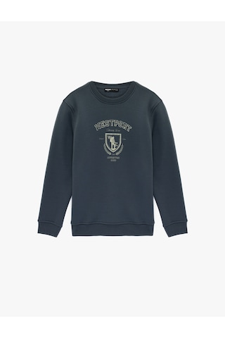Koton Uzun Kollu Şardonlu Baskılı Bisiklet Yaka Sweatshirt Antrasit 6wam70308mk Antrasit