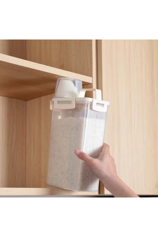 Ölçü Kabı Kapaklı Bakliyat Saklama Kabı - Kulplu Tasarım - 1800 Ml Sarı