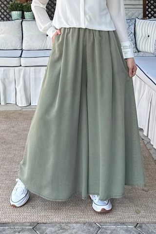 Rabia Şamlı Vera Etekli Pantolon Yeşil Normal