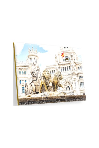 Cakasepetim İspanya Madrid Kibele Çeşmesi Aslan Görseli Ahşap Mdf Tablo