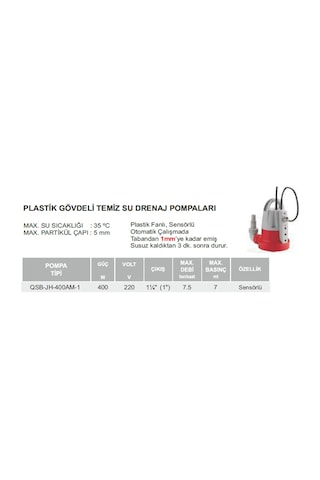 Venedik Pro Qsb-jh-400am-1- 400w 220v Sensörlü Dalgıç Pompa