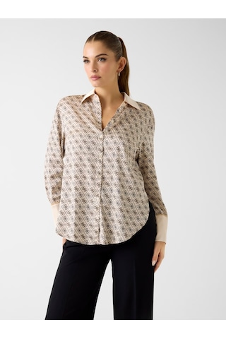 Guess W4yh47wf1t2 Ls Alexandra Kadın Gömlek Bej