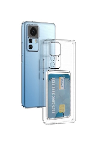 Kvy Xiaomi 12t Pro Kamera Korumalı Kartlıklı Setra Şeffaf Silikon Kılıf