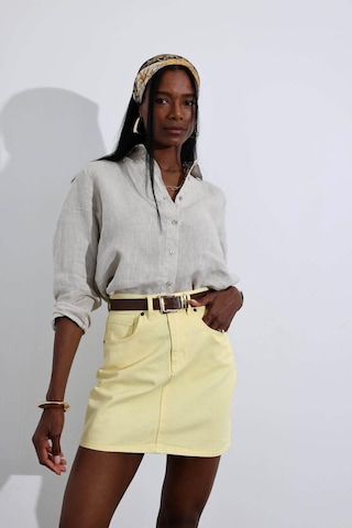 Sarı Mini Denim Etek Sarı