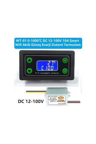 Wt-01 Smart Wifi Dc12-100v 1000c Güneş Paneli Termostat-timer
