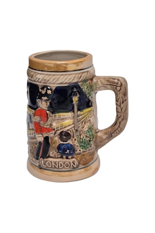 Vintage Tankart Londra Temalı Alman Seramik Bira Bardağı 11,8cm 005