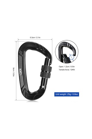 Maiyame 12kn Yük Kapasiteli Uçak Alüminyum Klipsler - 4 Adet, Tek Elle Kullanım, Ultra Hafif, Bisiklet/doğa Sporları İçin Siyah