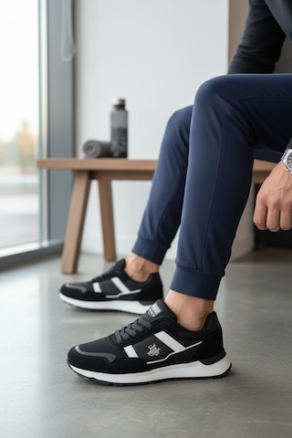 Enoch File Detaylı Hafif Taban Bağcıklı Erkek Sneaker Spor Ayakkabı Siyah - Beyaz