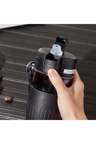 Aurora Yüksek Sıcaklıga Dayanıklıcam Bardak, Kaymaönlici Bardağı Kapağı, Su Bardağı, Pipet, "dan İçmeçiftçi" Kullan Siyah