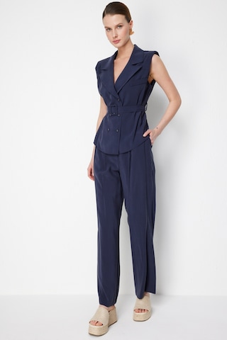 On Kadın Pile Detaylı Bol Paça Pantolon 74909 Indigo Indigo