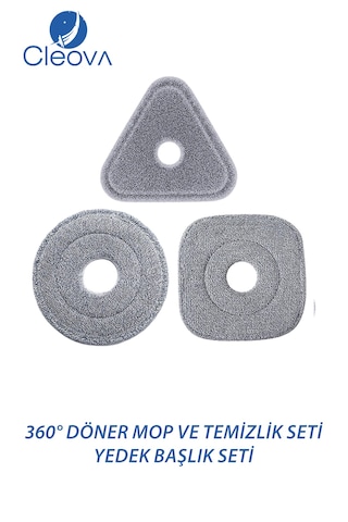 Cleova Yeni Tasarım Otomatik 360 Döner Mop Ve Temizlik- Yedek Başlık Seti
