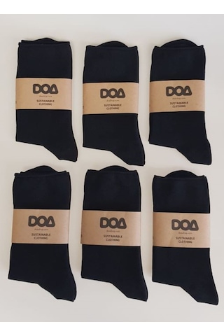Doa Organik Pamuklu Kadın Lastiksiz Çorap - 6'lı Siyah