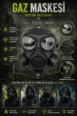 Halloween Plastik Gaz Maskesi Korku Kostüm Cadılar Bayramı Parti Cosplay Yüz Maske Aksesuarı