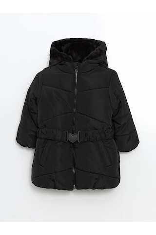 LC Waikiki Lcw Kids Yeni Siyah Kapüşonlu Kız Bebek Şişme Mont New Blaçocuk Kız