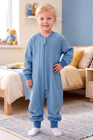 Baby Mod Müslin Uyku Tulumu 1.0 Tog Çocuk Yazlık Uyku Tulumu Uyku Gurusu %100pamuk Doğal Kumaş Mavi
